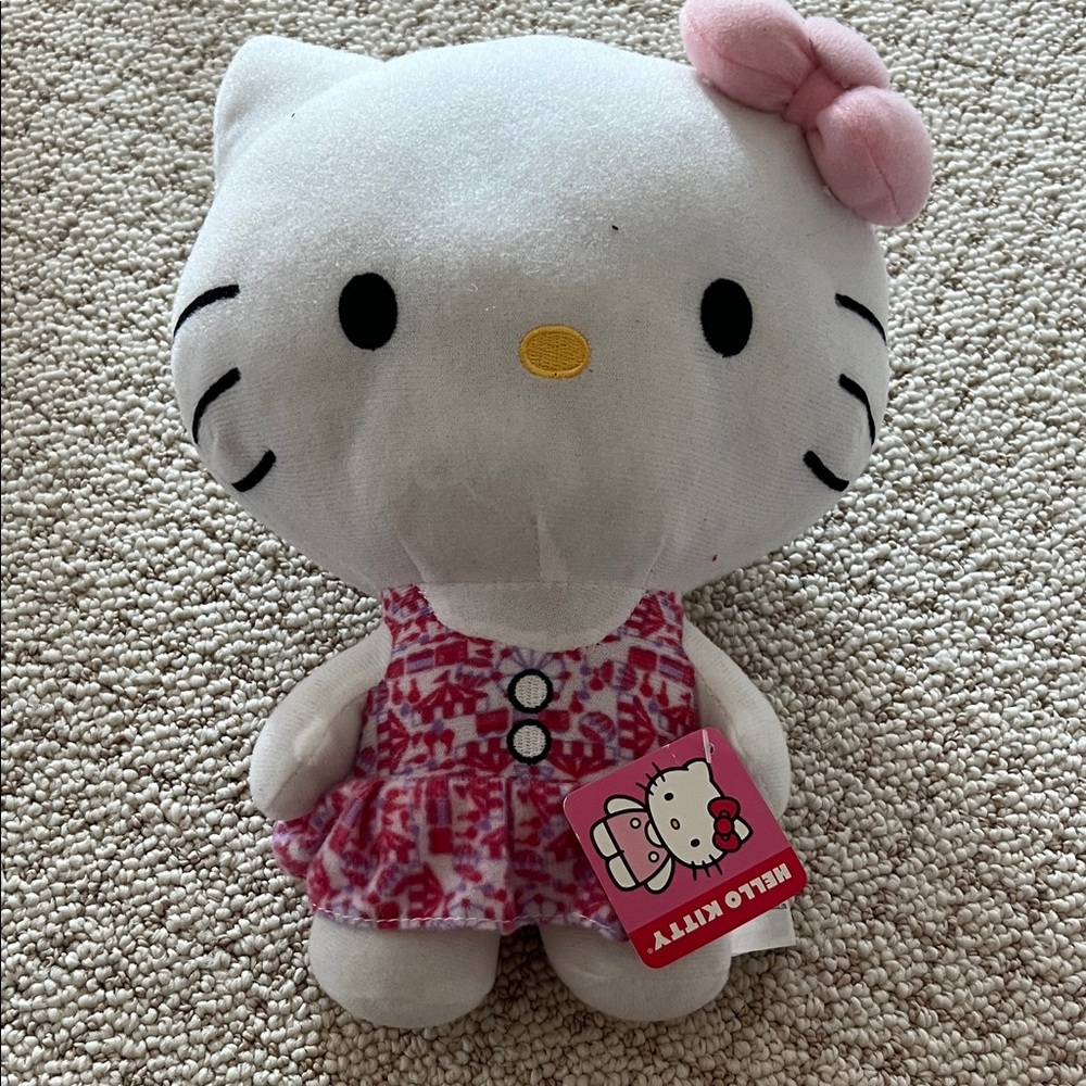 Hello Kitty Plush in Pink Patterned Dress